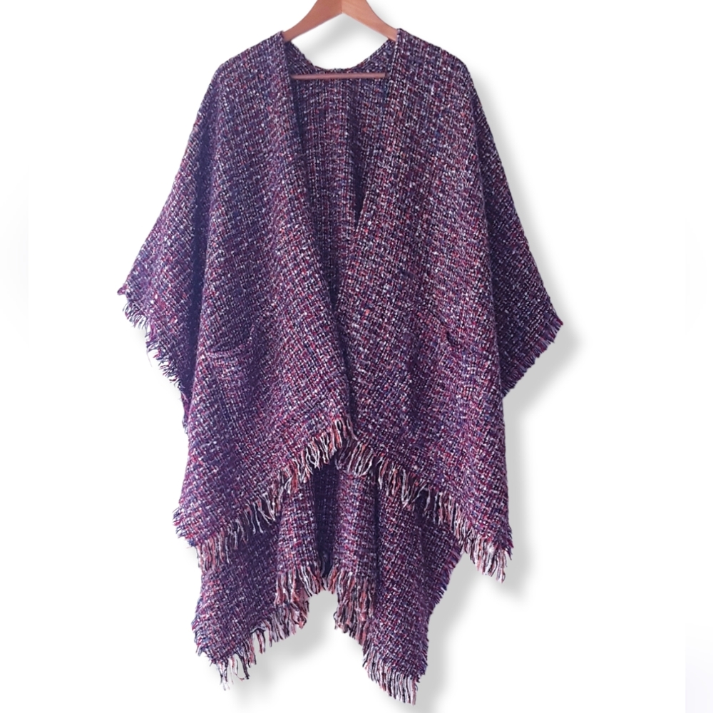 TU Purple Mix Knitted Open Front Shawl Cape